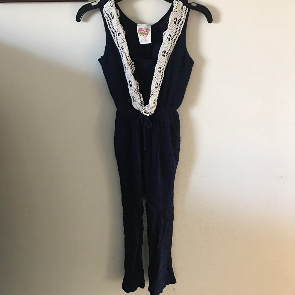 Navy Gauzy Romper Jumpsuit Kiddo By Katie 8/10
